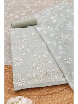 Soch - Green Cotton Blend Floral Unstitched Top & Bottom with Dupatta