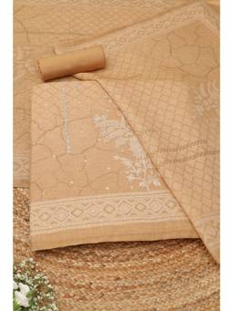 Soch - Mustard Cotton Blend Embroidered Unstitched Top & Bottom with Dupatta