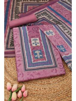 Soch - Pink Chanderi Embroidered Unstitched Top & Bottom with Dupatta