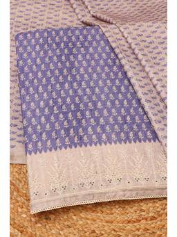 Soch - Purple Tussar Paisley Unstitched Top & Bottom with Dupatta