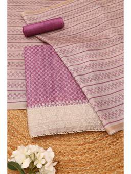 Soch - Pink Tussar Paisley Unstitched Top & Bottom with Dupatta