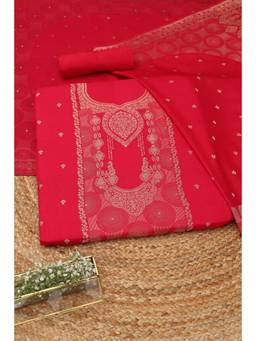 Soch - Pink Silk Blend Woven Unstitched Top & Bottom with Dupatta
