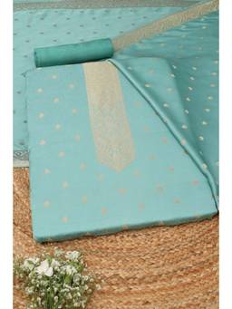 Soch - Teal Silk Blend Woven Unstitched Top & Bottom with Dupatta