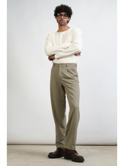 FREAKINS - Echo Grey Mens Pleated Straight Korean Casual Trouser