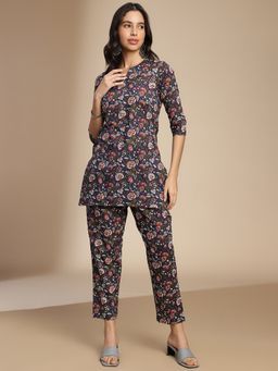 Shaily - Navy Blue Floral Print Co-Ords (Set of 2)