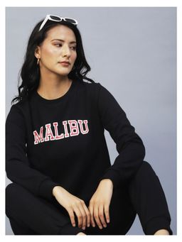 RIGO - Women Black Printed Round Neck Tracksuit