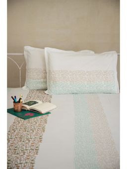 ADYA - Carmine & Caramel Lotus Pure Cotton Bedsheet with Pillow Cover (King)