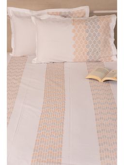 ADYA - Honey & Grey Monochrome Pure Cotton Bedsheet with Pillow Cover (King)