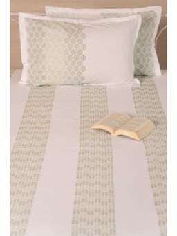 ADYA - Green Ash Monochrome Pure Cotton Bedsheet with Pillow Cover (King)