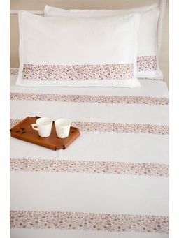 ADYA - Ash Gray Pansy Hand Block Printed Bedsheet with Pillow Cover (King)