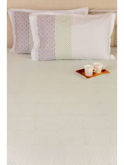 ADYA - Lilac & Green Polygon Pure Cotton Bedsheet with Pillow Cover (King)
