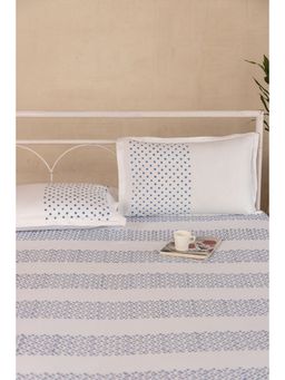 ADYA - Nautical Blue Star Pure Cotton Bedsheet with Pillow Cover (King)