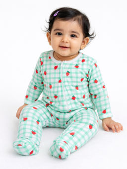 Blumbuds - Cute Strawberry Print Full Sleeve Baby Sleepsuit