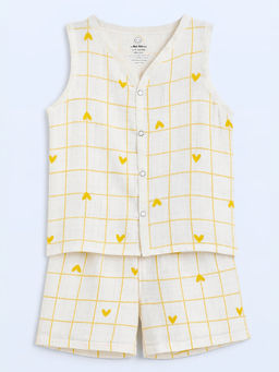 The Book Club - Muslin Cotton Printed Jhabla and Shorts