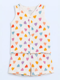 The Book Club - Muslin Cotton Printed Jhabla and Shorts