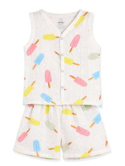 The Book Club - Muslin Cotton Printed Jhabla and Shorts