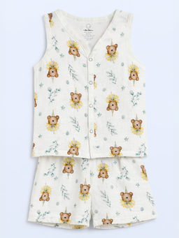 The Book Club - Muslin Cotton Printed Jhabla and Shorts