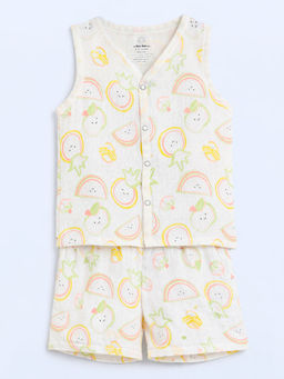 The Book Club - Muslin Cotton Printed Jhabla and Shorts