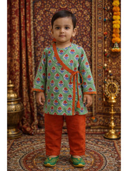PSPeaches - Baby Boy Printed Angrakha Kurta and Pajama