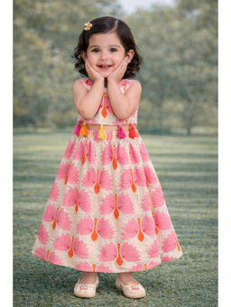 PSPeaches - Baby Girl Pink Printed Choli and Lehenga