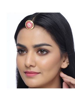 Voylla - Borla Collection Enamelled Floral Motif Embossed Maang Tikka