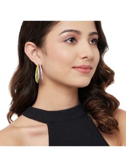 Voylla - Trendy Hoops Silver Plated Enamelled Earrings