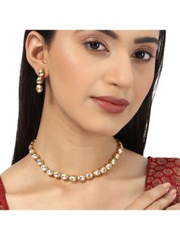 Voylla - Kundan Gold Plated Brass Jewellery Set