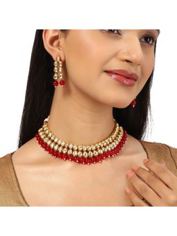 Voylla - Kundan Gold Plated Brass Jewellery Set