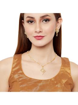 Voylla - Pearly White Designer Gold Tone Jewellery Set