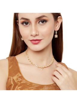 Voylla - Splendid Pearly White Jewellery Set in Gold Tone