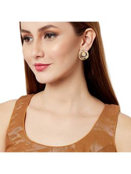 Voylla - Gold Tone Pearly White Earrings