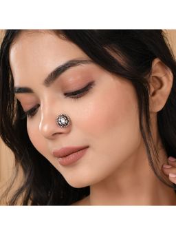 Voylla - Indie Collectibles Lotus Bloom Oxidised Nose Ring