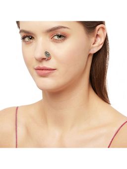Voylla - Indie Collectibles Round Shaped Oxidised Silver Nose Pin
