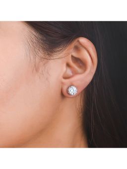 Voylla - 925 Sterling Silver CZ Stone Twirl Stud Earrings