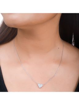 Voylla - 925 Sterling Silver CZ Tiny Heart Pendant with Chain