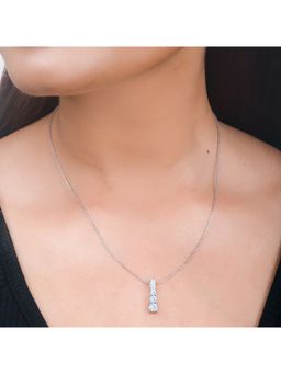 Voylla - 925 Sterling Silver CZ Aesthetic Cone Shaped Pendant with Chain