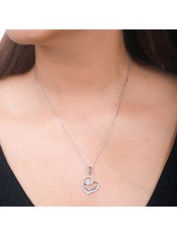 Voylla - 925 Sterling Silver CZ Heart Shaped Pendant with Chain