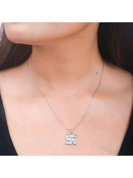 Buy Voylla 925 Sterling Silver Swastik Pendant with Chain Online