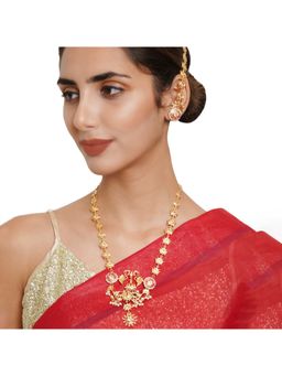 Voylla - Apsara Peacock and Lotus Design Enamelled Jewellery Set