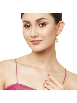 Voylla - Ethnic Inspired Gold Plated Brass Faux Pearls Drop Earrings