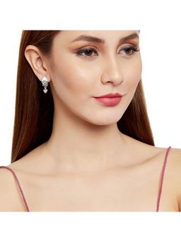Voylla - Shwet Kamal Casual Enamelled Silver Plated Tiny Drop Earrings