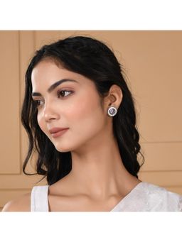 Voylla - Apsara Purple Enamel Peacock Stud Earrings