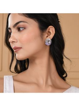 Voylla - Apsara Purple Enamel Peacock Earrings