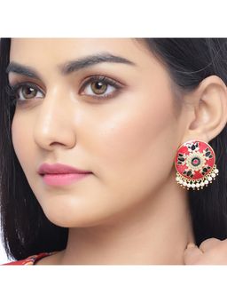 Voylla - Tahira Glorious Red with Mini Beads Stud Earrings