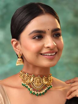 Yellow Chimes - Ethnic Gold Plated Choker Necklace Set