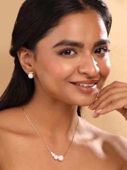 Yellow Chimes - White Pearl Necklace Set