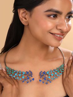 Yellow Chimes - Peacock Style Open Chokers Necklace