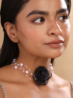 Yellow Chimes - White Pearl Chokers Necklace