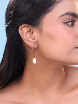 Yellow Chimes - Gold Plated White Pearls Drop Earrings