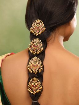 Yellow Chimes - Multi-Color Peacock Shaped Hair Pin for Women